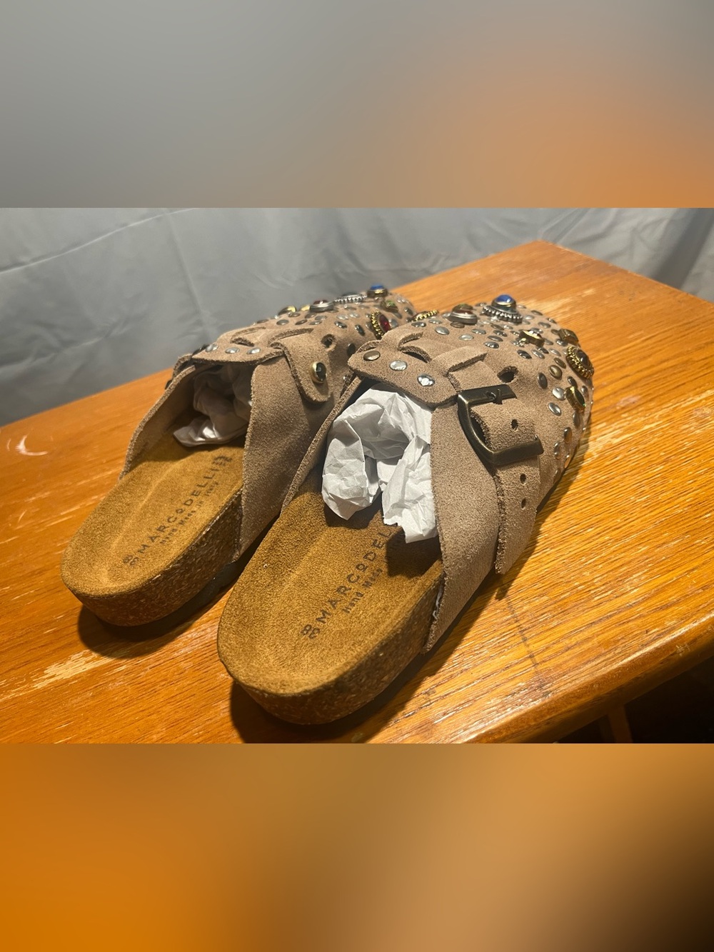 Marco Delli Italian High-end Western & extensively detailed Suede Clogs SZ 38 - Picture 9 of 10